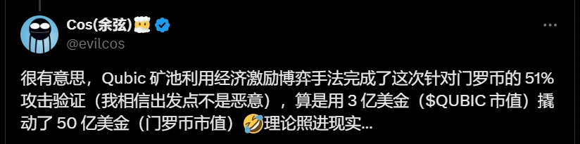 Qubic矿池完成门罗币51%攻击验证，涉及3亿撬动50亿美金市场博弈