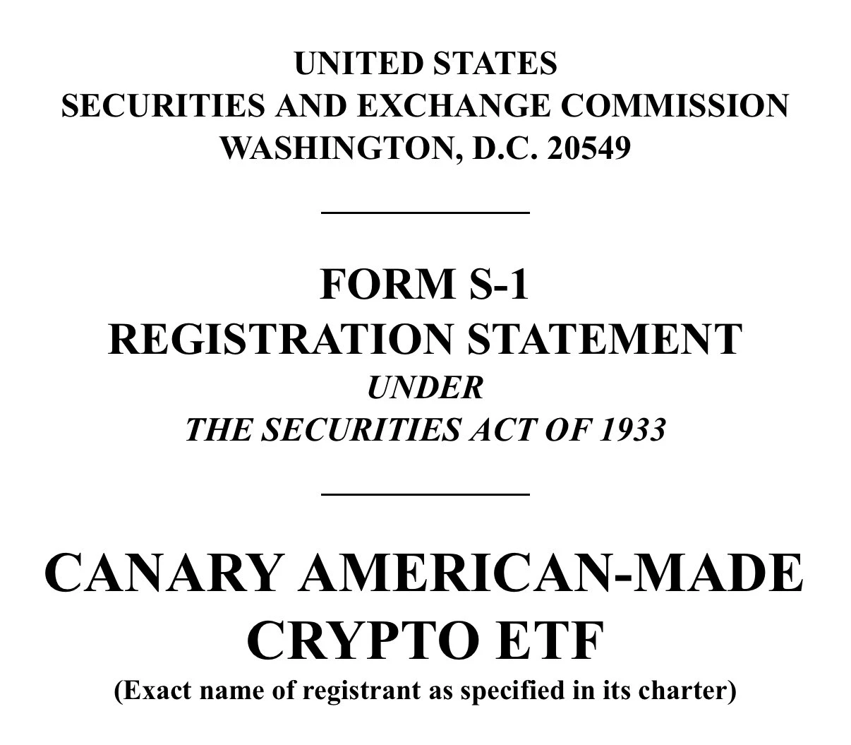 分析师披露Canary American-Made Crypto ETF申请，聚焦本土加密资产